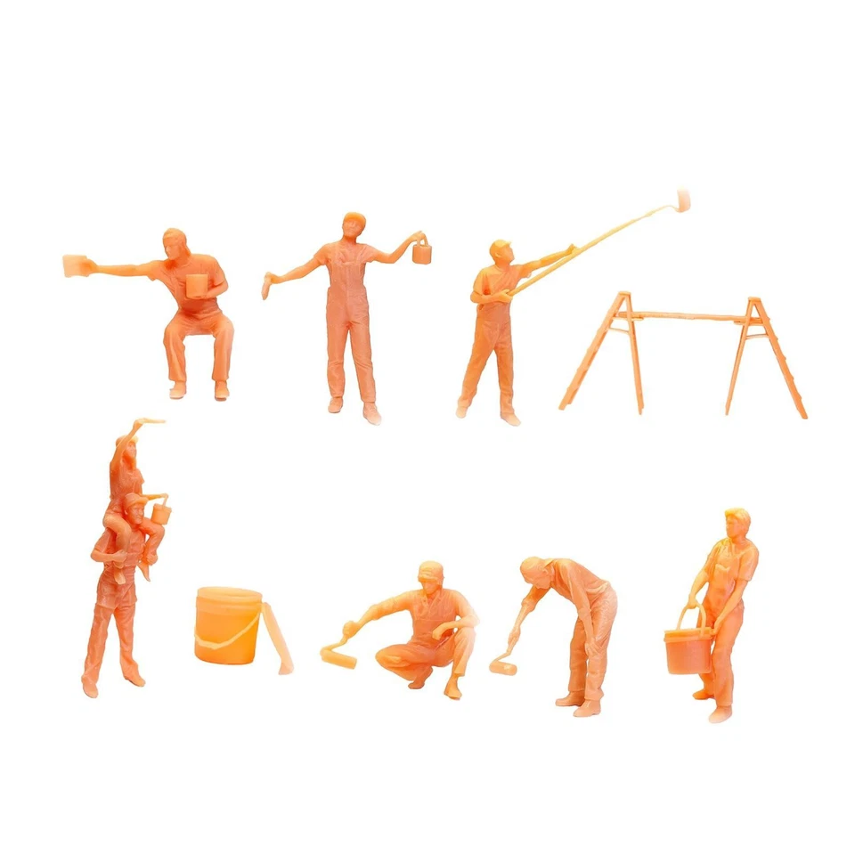 9x Mini 1/64 Resina Pittore Figure Ornamento FAI DA TE Micro Paesaggi Da - Immagine 1 di 4