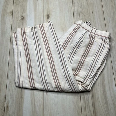 Pantalones Larry Levine de lino para mujer capri recortados pierna ancha multicolor a rayas talla 18W Foto 1 de 4