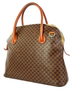 Auténtico bolso de mano CELINE marrón Alma Macadam PVC lona y cuero #60396 - Imagen 1 de 15