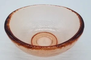 John Gilmor Glassworks Signed Copper Wave Textured Glass Bowl Fire & Light RARE - Picture 1 of 4