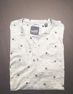 Bruno Milano Supersoft Henley Shirt Mens M Lt Green W/ Dk Green Leaf Pattern - Image 1 of 4