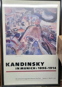 Poster Vintage 1982 Kandinsky Piccoli Piaceri Guggenheim Monaco 33” X 22” Incorniciato - Foto 1 di 1