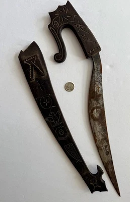 Faca de combate vintage turista filipina Mora Bolo dos EUA Segunda Guerra Mundial com bainha - Imagem 1 de 4