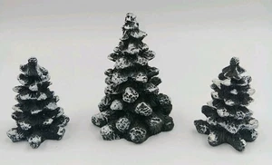 Lot-3 Vintage 1998 Mervyn’s Village Square Snow Flocked Christmas Tree 4” 2.5” - Picture 1 of 6
