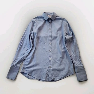 Camisa Hawes & Curtis Para Hombre 16.5" Calce Extra Ajustado Puño Francés Azul Chevron Foto 1 de 4