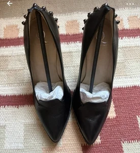 McQ By Alexander McQueen Calf Skin Black Studded Heels Size 39 - Picture 1 of 10
