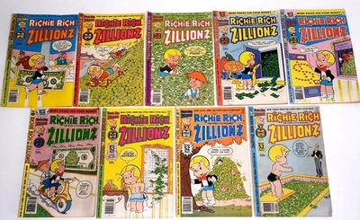 Лот из 9 комиксов Richie Rich Zillions винтажные комиксы низкого среднего класса 1970-е 80-е - Изображение 1 из 4