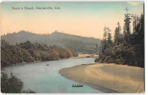 Postal de NEELY'S BEACH Guerneville, CA Sonoma Co Russian River coloreada a mano 1910 - Imagen 1 de 2