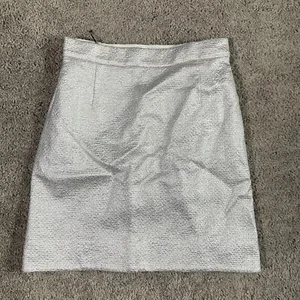 Carven Womens Shiny Tight Mini Skirt Silver Tone Size European 36 Metallic Look - Foto 1 di 9