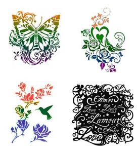 Schablone Blüten Vögel, A3 Universal Stencil für Fenster Wand Textil, Viva Decor