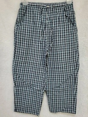 Fashion Bug Womens Capri Pants Size M Medium Blue White Plaid - Image 1 of 4