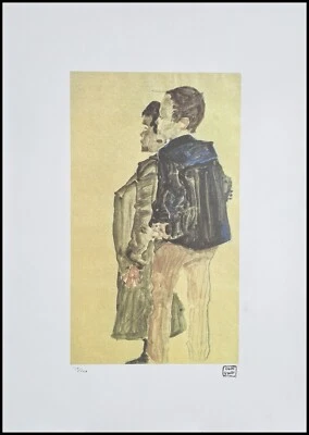 EGON SCHIELE * Two Boys * 70 x 50 cm * signed lithograph * limited # 157/200 - Bild 1 von 4