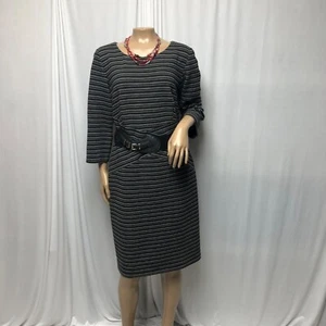 Alyx Limited Dress with Belt Womens Size 14 Stretch Black Gray Striped Sheath - Picture 1 of 9