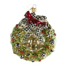 Mackenzie Childs Cardinal & Bells Glass Wreath Ornament (NO DATE)  NIB (2017)