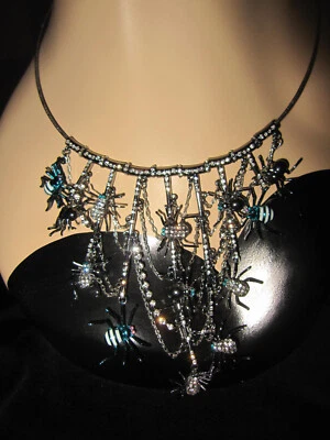 BETSEY JOHNSON HALLOWEEN SPIDERS WITH BLING NECKLACE - Image 1 of 4