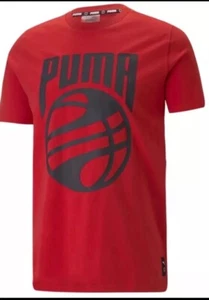 Puma Posterize Crew Neck Short Sleeve T-Shirt Mens Red Casual Tops XXL - Picture 1 of 5