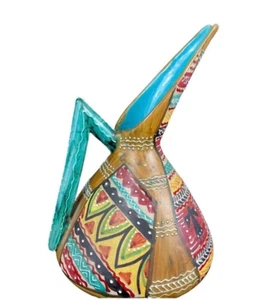 Vintage Rare Hand Painted Water Vessel From Italian Deruta Pottery Signed - Picture 1 of 10