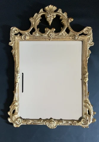 Vintage Bombay Company Rococo Gilded Baroque Style Wall Mirror 29’ X 21” floral Cover
