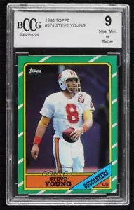 1986 Topps Steve Young (C* on Copyright Line) #374.1 BCCG 9 Rookie RC HOF - Picture 1 of 3