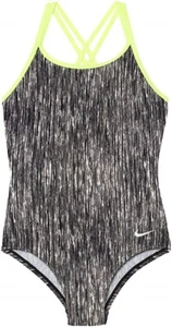 Nike Girl's 172450 Rush Heather Spiderback One-Piece Black Size 12 - Picture 1 of 2