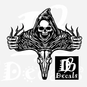 Deer Skull Bone Hunting Buck Grim Reaper Car Truck Window Vinyl Decal Sticker - Picture 1 of 3