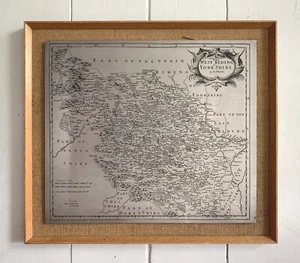 Vintage Map / West Riding Yorkshire / Printed On Steel / 1970's / Robert Morden - Picture 1 of 10