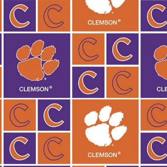NCAA Clemson University Tigers Block College Prints Cotton Material Fabric 15yds - Image 1 of 1