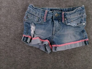 Vigoss Shorts Youth 7 Blue Jorts Cuffed Beachy Light Wash Beach Distressed Y2K - Picture 1 of 11