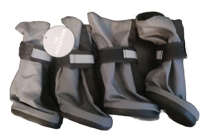 Juego de 4 botines grises y negros TOP PAW para perros/gatos talla pequeña tira reflectante. NUEVO Foto 1 de 4