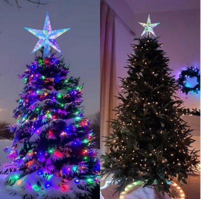 10" 50LEDs Smart Lighted Star Tree Topper App Control USB Powered XmasMusic Sync - Image 1 of 4
