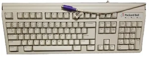 Vintage Packard Bell Keyboard Model 5130 Mechanical 90s White TESTED - Picture 1 of 6