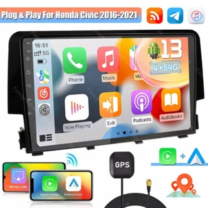 4+64G Apple Carplay For Honda Civic 2016-2021 Car Stereo Radio GPS Android 13.0 - Picture 1 of 13