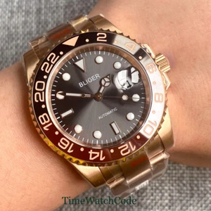 NH35A Mechanical Automatic Mens Watch Rose Gold 40mm Sapphire Glass Gray Dial - Picture 1 of 21