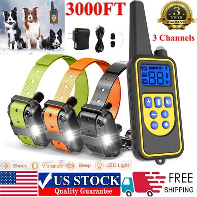 3000 FT Remote Dog Shock Training Collar Rechargeable Waterproof Pet Trainer NEW - Image 1 of 4