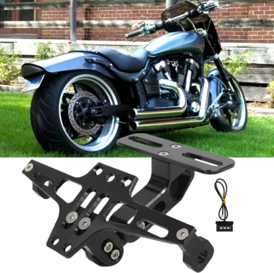 Motorcycle License Plate Holder Tail Bracket LED For Yamaha Road Royal Star - Image 1 of 4