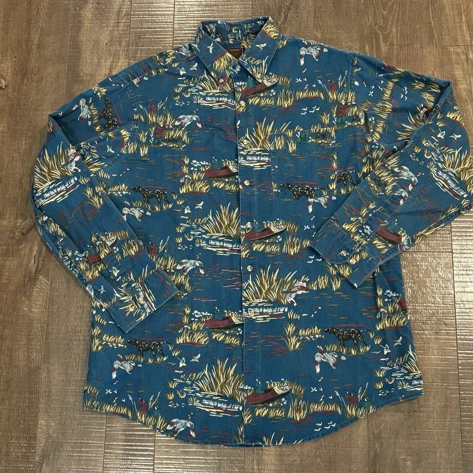Vintage Men’s Duxbak Pointer Dog Hunting Button Down Shirt Size XL Very Nice A4 - Image 1 of 4