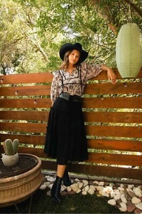 Umgee Ruffled Tie Neck Puff Sleeve Babydoll Blouse - Picture 1 of 9