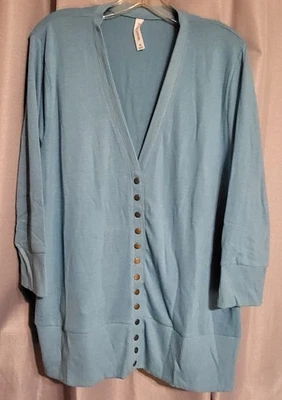 3X Cárdigan Zenana Outfitters Mujeres Suéter Camisa Top Blusa Azul NUEVO Foto 1 de 4