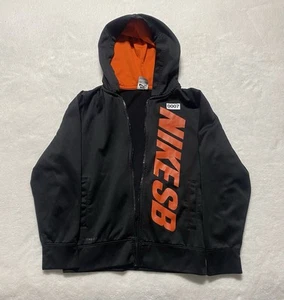Nike Sb Zip Up Hoodie Kids Medium Black Long Sleeve Boy's Graphic - Picture 1 of 9