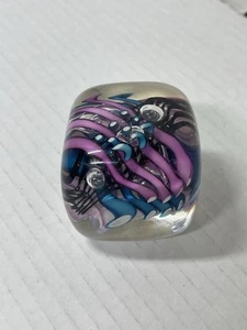 Vintage Schmidt Rhea 1988 Multicolored Art Glass Paperweight SIGNED Mint Blown - Picture 1 of 9