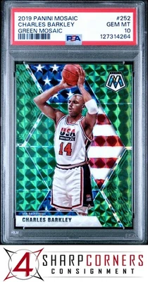 2019 PANINI MOSAIC GREEN PRIZM #252 CHARLES BARKLEY HOF PSA 10 - Image 1 of 2