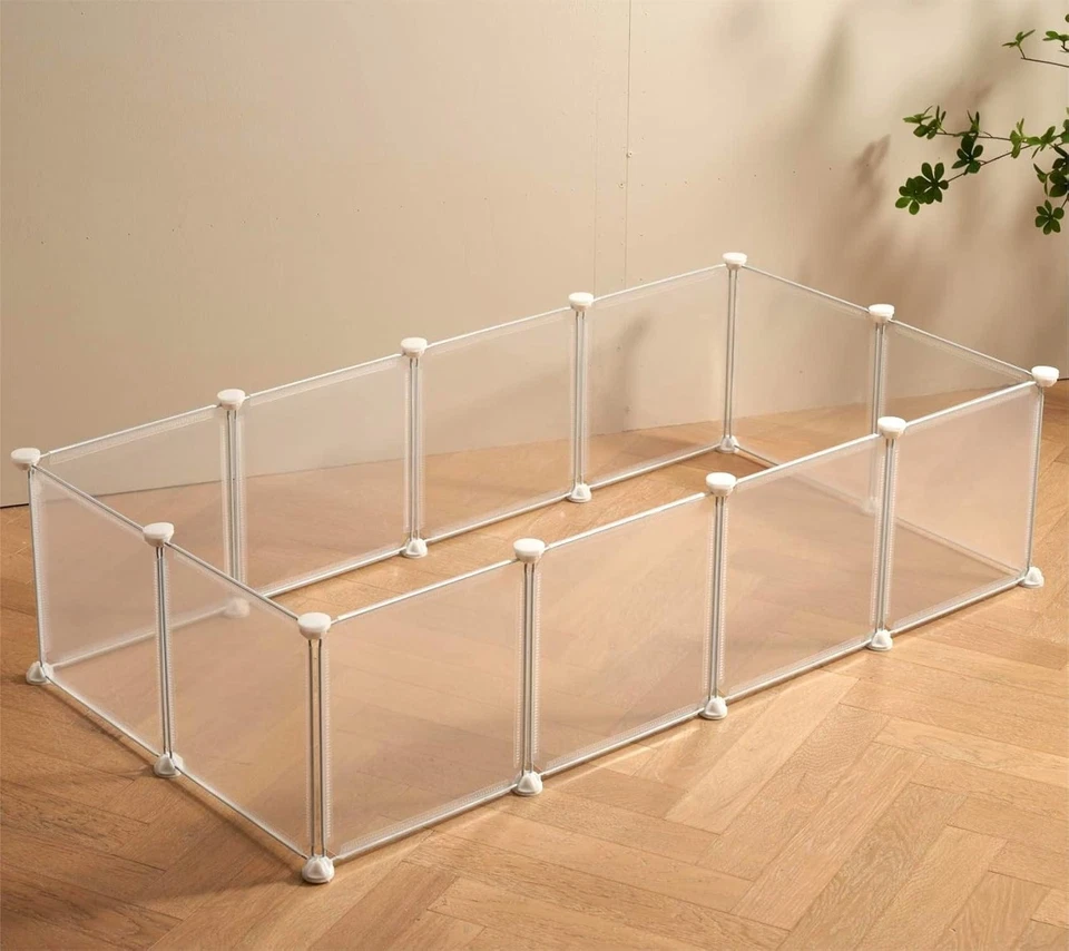 Parque infantil transparente transparente para animales pequeños, jaulas para conejillos de indias, corralito para perros cachorros,... Foto 1 de 4