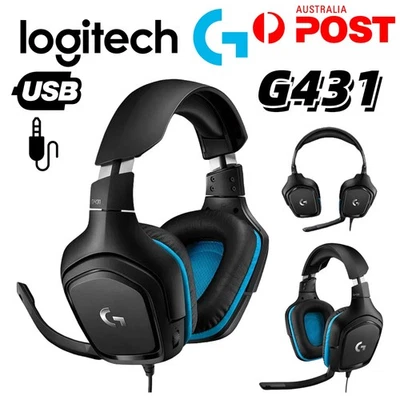 LOGITECH Wired Headset G431 Gaming Headphones Stereo Microphone PC PS4 Xbox USB - Image 1 of 4