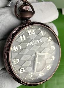 Invicta Quartz Vintage Taschenuhr 34570 braun SS Gehäuse Kette Metall Zifferblatt WR30M - Bild 1 von 13