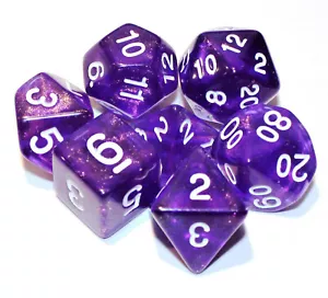 Juego de 7 dados poliédricos de brillo translúcido con bolsa - púrpura - Imagen 1 de 2