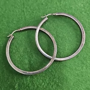 Thailand 925 Sterling Silver Large Hoop Earrings 7.3g I586 - Picture 1 of 7