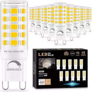 G9 LED Bulb Dimmable 4000K Natural Daylight 10 Pack, T4 G9 4W Replacement for 40 - Picture 1 of 12