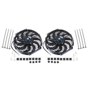 2PCS 12" Black Slim Fan Push Pull Electric Radiator Engine Cooling 12V Mount Kit - Picture 1 of 10