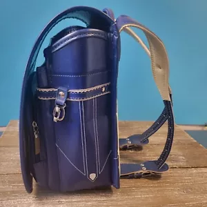Randoseru gebrauchte japanische Schultasche Kinder Leder Rucksack blau aus Japan - Bild 1 von 23