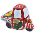 Motorcycle Bee Vehicle IN Ceramic Sicilian, Decoration Lemons On Bottoms Red - L